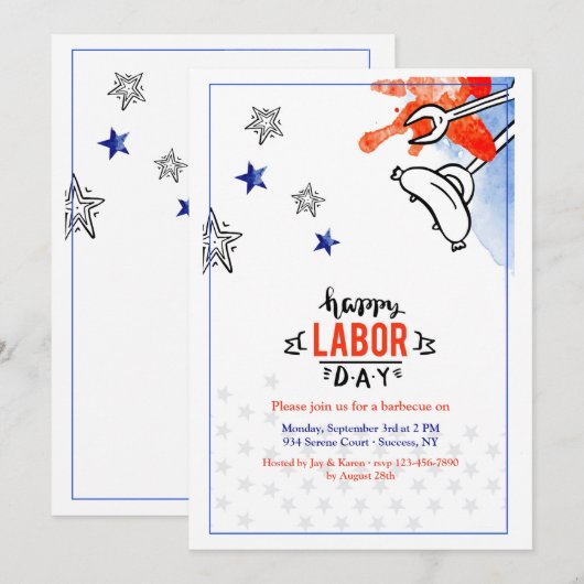 Arbeidsdag BBQ 2 Uitnodiging (Voorkant / Achterkant)