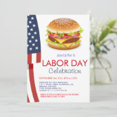 Arbeidsdag BBQ Party Worker Amerikaanse vlag Kaart (Staand voorkant)