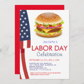Arbeidsdag BBQ Party Worker Amerikaanse vlag Kaart (Voorkant / Achterkant)