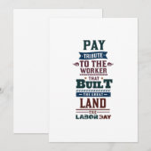 Arbeidsdag brengt hulde aan de werknemer feestdagenkaart (Voorkant / Achterkant)