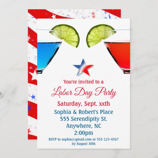 Arbeidsdag Cocktail Party Kaart (Voorkant / Achterkant)