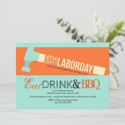 Arbeidsdag Hammer Uitnodiging (Staand voorkant)