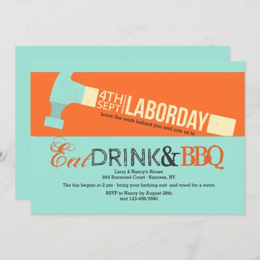 Arbeidsdag Hammer Uitnodiging (Voorkant / Achterkant)