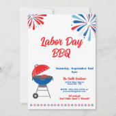 Arbeidsdag Party BBQ Patriottisch Rood Wit Blauw Kaart (Voorkant)