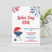 Arbeidsdag Party BBQ Patriottisch Rood Wit Blauw Kaart (Staand voorkant)