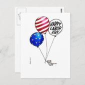 Arbeidsdag - vliegende muis met ballonnen. briefkaart (Voorkant / Achterkant)