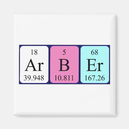 Arbër periodiek table name magnet (Voorkant)