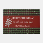 Árbol plateado y check personalizado deurmat (Voorkant)