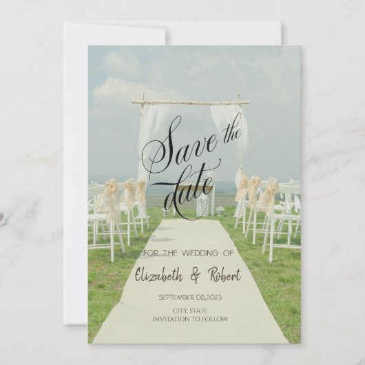 Arbor Beach-huwelijk Save The Date (Voorkant)
