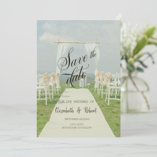 Arbor Beach Wedding Bewaar de datum Save The Date (Staand voorkant)