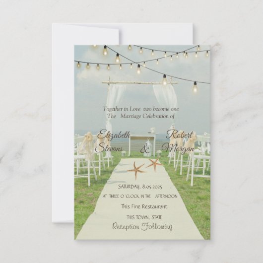 Arbor Beach Wedding Zee sterren String Lights Kaart (Voorkant)