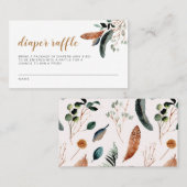 ARBOR Bohemian Feather Greenery Baby Diaper Raffle Plaatskaartje (Voorkant / Achterkant)