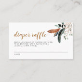 ARBOR Bohemian Feather Greenery Baby Diaper Raffle Plaatskaartje (Voorkant)