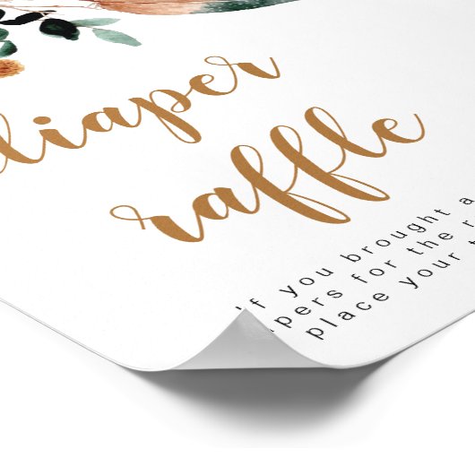 ARBOR Bohemian Feather Greenery Baby Diaper Raffle Poster (Hoek)