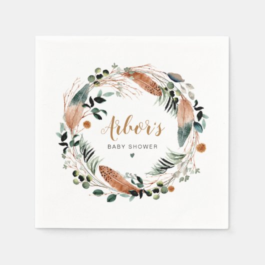 ARBOR Bohemian Feather Greenery Wreath Boho Servet (Voorkant)