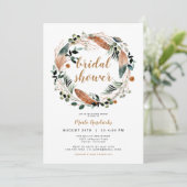 Arbor - Bohemian Feather Greenery Wreath Bridal Kaart (Staand voorkant)