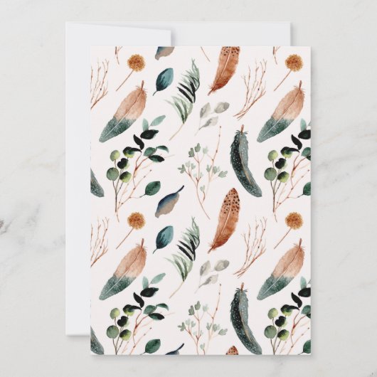 Arbor - Bohemian Feather Greenery Wreath Bridal Kaart (Achterkant)