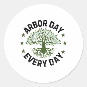 Arbor Day Dagelijkse Natuur Lover Vintage Happy Ar Ronde Sticker