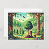 🌱 Arbor Day Pixel Art Briefkaart – Retro Natuur C (Voorkant / Achterkant)