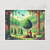🌱 Arbor Day Pixel Art Briefkaart – Retro Natuur C (Voorkant)