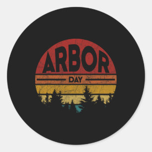 Arbor Day Plant Trees Earth Day Retro Natuur Clima Ronde Sticker
