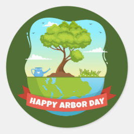 Arbor Day Ronde Sticker