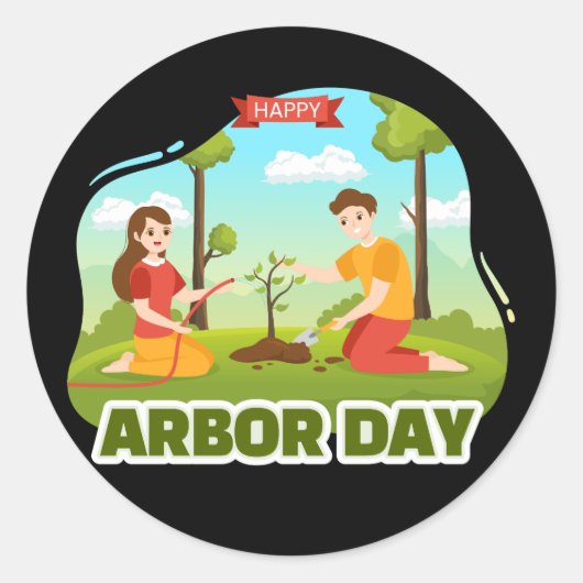 Arbor Day Ronde Sticker (Voorkant)