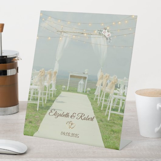 Arbor String Lights Strandbruiloft Reclamebord Met Voetstuk (Insitu)