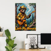 Arboreal Anthem: Honeyed Notes van het Beer Poster (Thuiskantoor)
