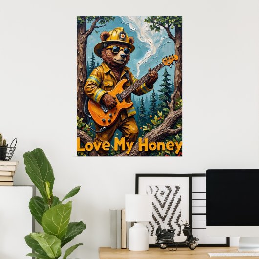 Arboreal Anthem: Honeyed Notes van het Beer Poster (Thuiskantoor)