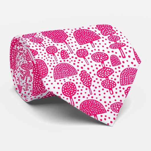 Arboretum 230715 - Neon Red on White Stropdas (Opgerold)