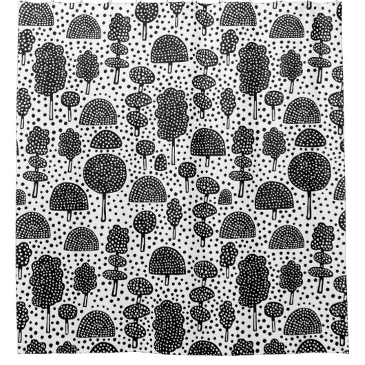 Arboretum 230715 - Zwart op wit Douchegordijn (Voorkant)