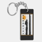 Arborist: Stijgende zonnesilhouetboomklimmer Sleutelhanger (Voorkant Links)