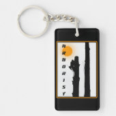 Arborist: Stijgende zonnesilhouetboomklimmer Sleutelhanger (Voorkant)