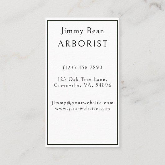 Arborist Tree Removal Trimming Landscaping Service Visitekaartje (Achterkant)