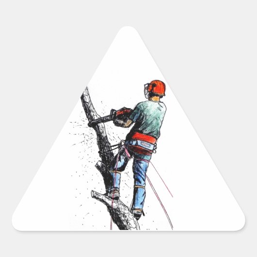 Arborist Tree Surgeon chainsaw Triangle Sticker (Voorkant)