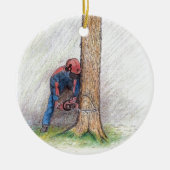 Arborist Tree Surgeon Keramisch Ornament (Voorkant)