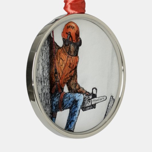 Arborist Tree Surgeon Metalen Ornament (Rechts)