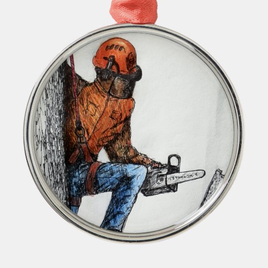 Arborist Tree Surgeon Metalen Ornament (Voorkant)