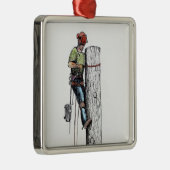 Arborist Tree Surgeon Metalen Ornament (Rechts)