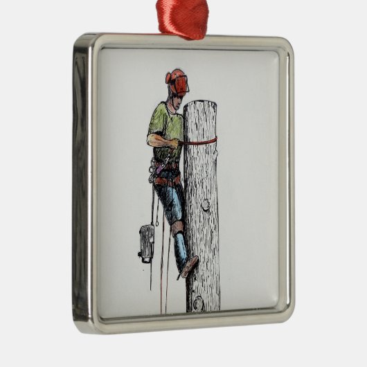 Arborist Tree Surgeon Metalen Ornament (Rechts)