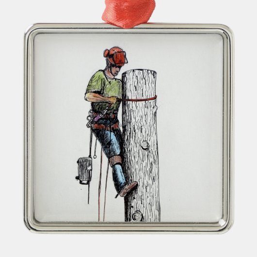 Arborist Tree Surgeon Metalen Ornament (Voorkant)