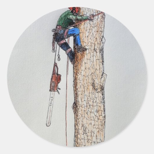 Arborist Tree Surgeon Ronde Sticker (Voorkant)