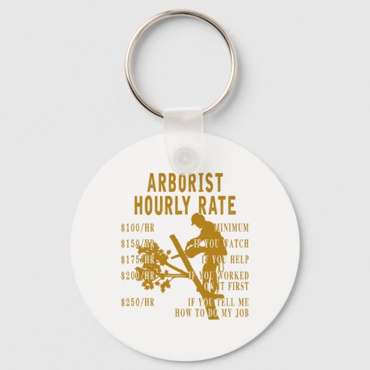 Arborist Uurloon Grappige Boomklimmer Houthakker G Sleutelhanger (Voorkant)