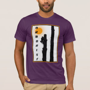 Arboristen T shirt: Stijgende zon silhouette klimm T-shirt