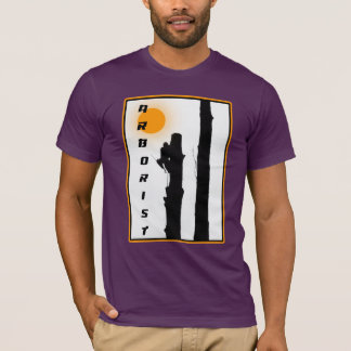 Arboristen T shirt: Stijgende zonsilhouetklimmer T-shirt