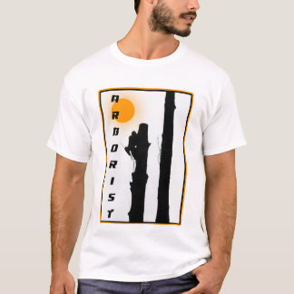 Arboristen T shirt: Stijgende zonsilhouetklimmer T-shirt