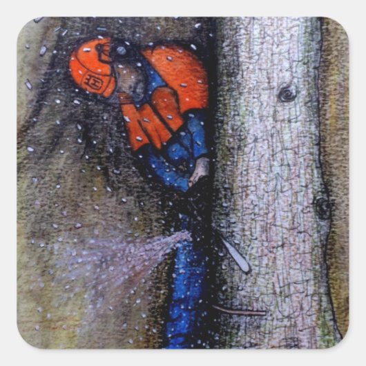 Arboristisch chirurg husqvarna vierkante sticker (Voorkant)