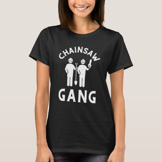 Arboristisch houtwerker en zaag t-shirt (Voorkant)
