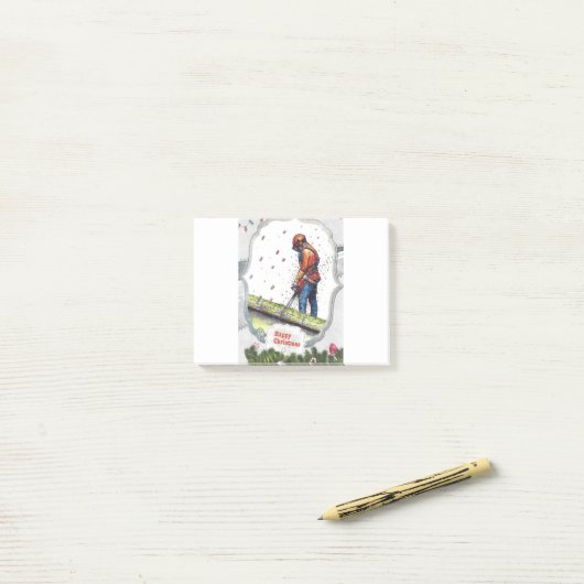 Arboristisch kettingzaag - chirurg met kerstmis post-it® notes (Op bureau)